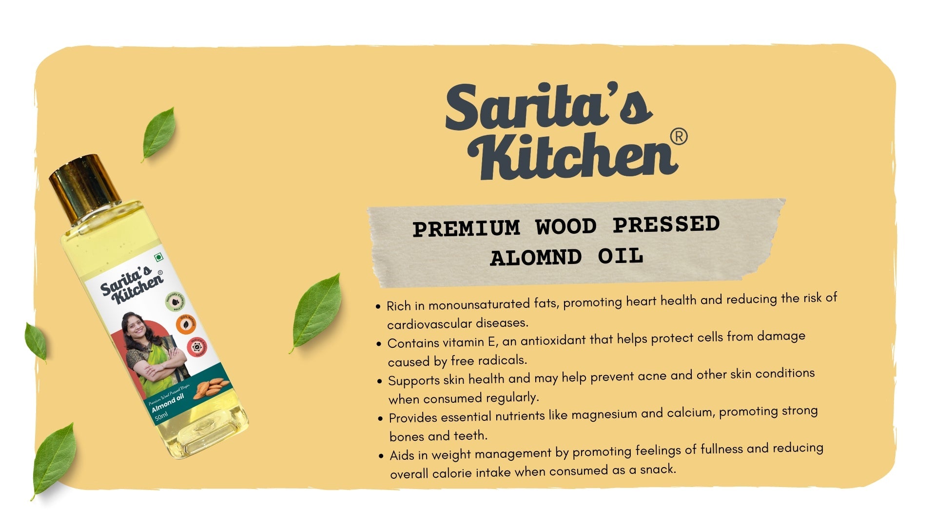 Wood Pressed Almond Oil / Lakdi Ghana Badam Tel - Sarita's Kitchen