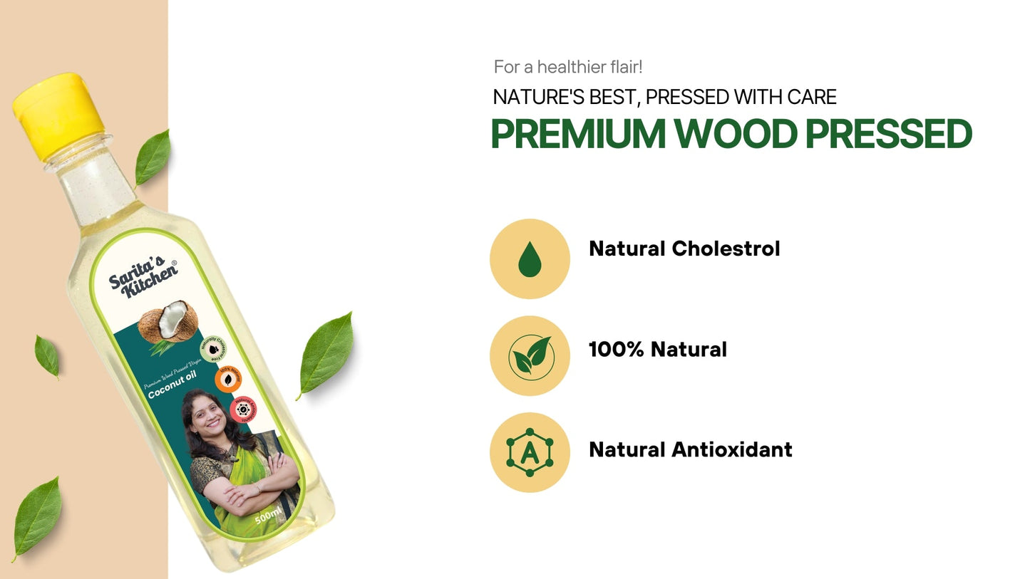Wood Pressed Coconut Oil / Lakdi Ghana Naral Tel - Sarita's Kitchen
