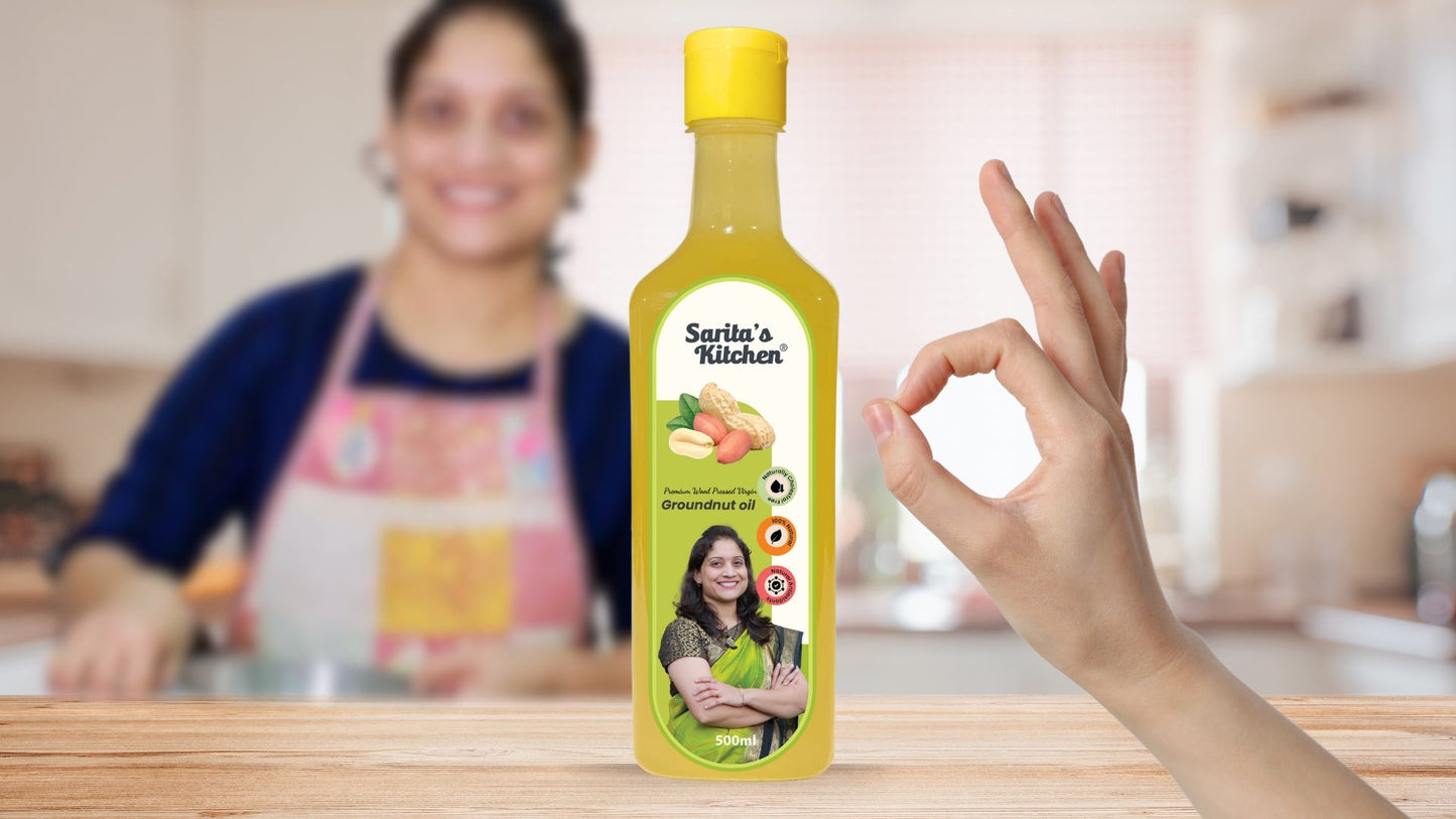 Wood Pressed Groundnut Oil / Lakdi Ghana Shengdana Tel - Sarita's Kitchen