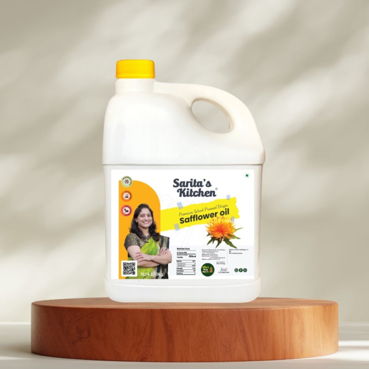 Wood Pressed Safflower Oil / Lakdi Ghana Kardai Tel - Sarita's Kitchen