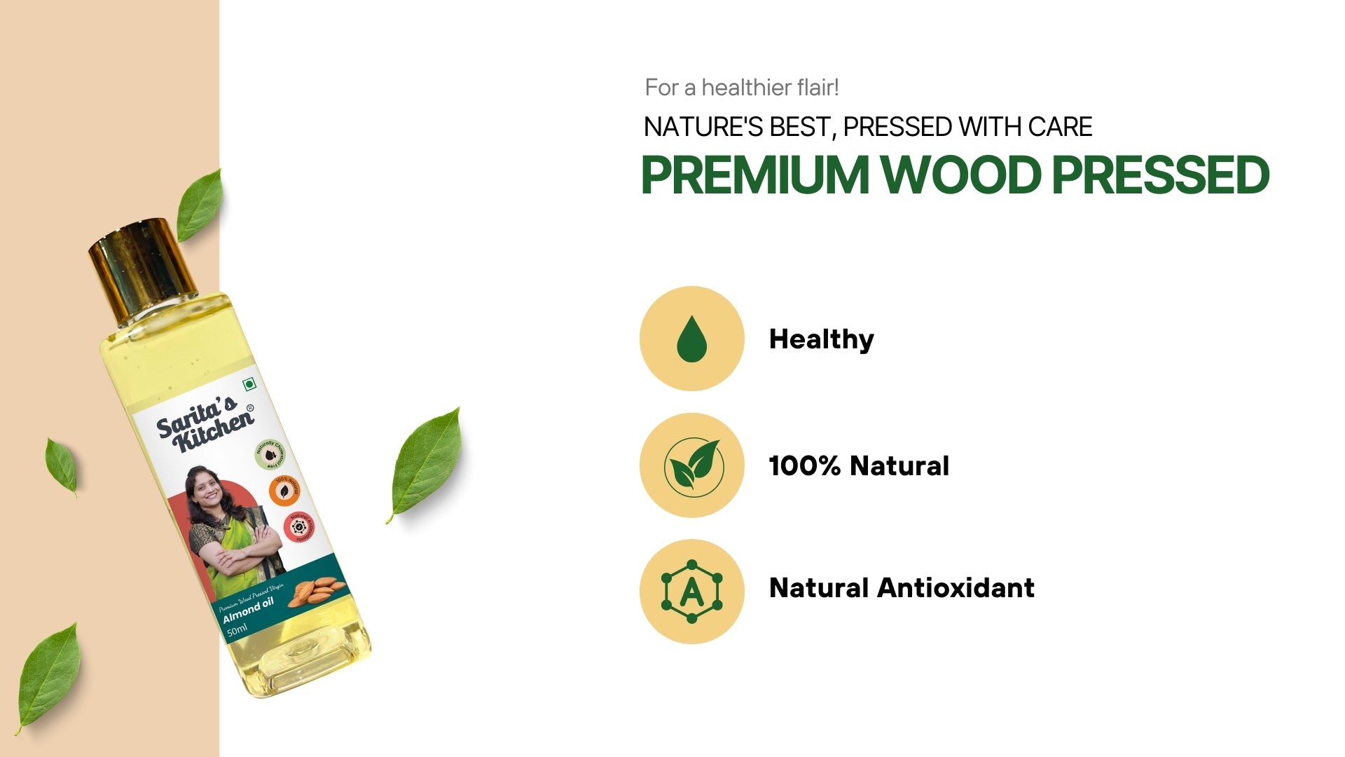 Wood Pressed Almond Oil / Lakdi Ghana Badam Tel - Sarita's Kitchen