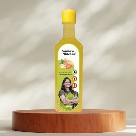 Wood Pressed Groundnut Oil / Lakdi Ghana Shengdana Tel - Sarita's Kitchen