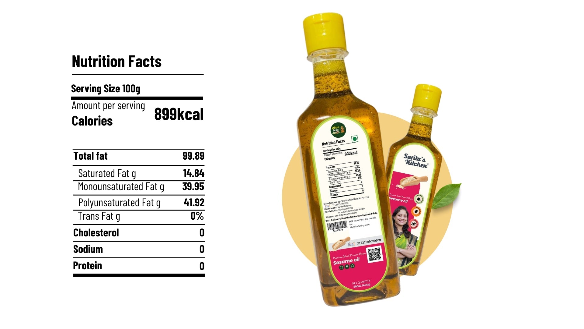 Wood Pressed Sesame Oil / Lakdi Ghana Til Tel - Sarita's Kitchen