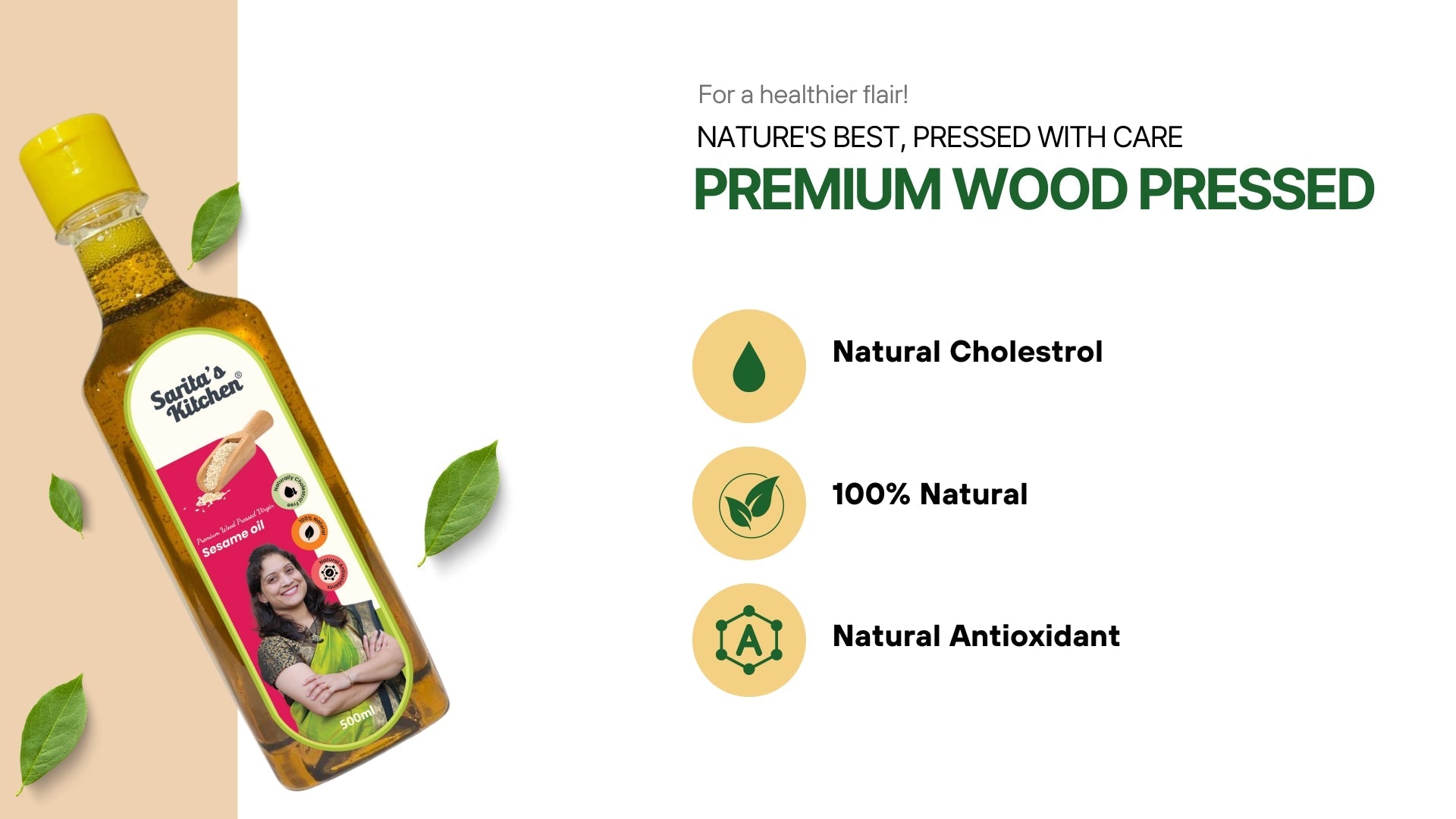 Wood Pressed Sesame Oil / Lakdi Ghana Til Tel - Sarita's Kitchen