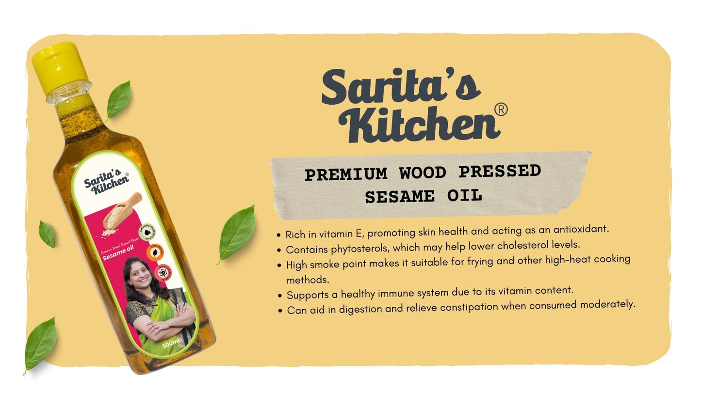 Wood Pressed Sesame Oil / Lakdi Ghana Til Tel - Sarita's Kitchen