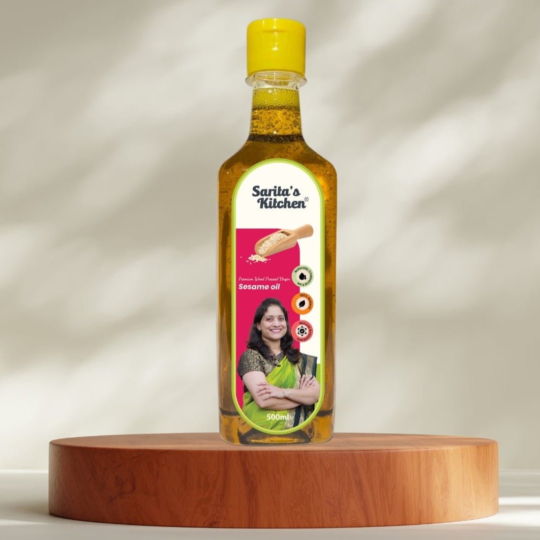 Wood Pressed Sesame Oil / Lakdi Ghana Til Tel - Sarita's Kitchen