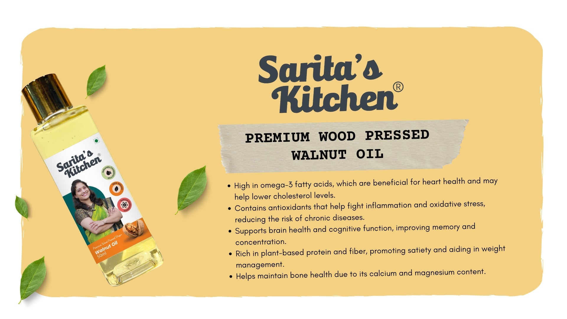 Wood Pressed Walnut Oil / Lakdi Ghana Akrod Tel - Sarita's Kitchen